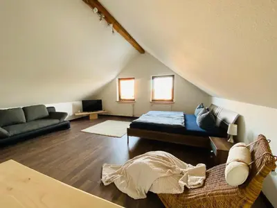 Ein Sitzbereich in der Unterkunft Ferienhaus Marie