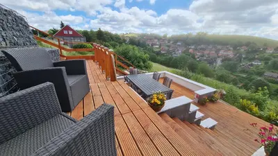 Ein Balkon oder eine Terrasse in der Unterkunft Schöne Höhe 600 FeWo Ausguck