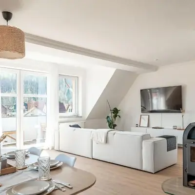 Premium Apartment - Ausblick - Kamin - Balkon - Smart TV - Kaffeevollautomat