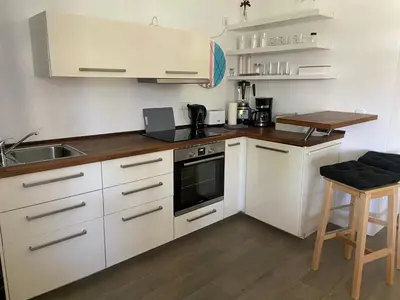 Küche/Küchenzeile in der Unterkunft Ferienwohnung am Friedenspark 2