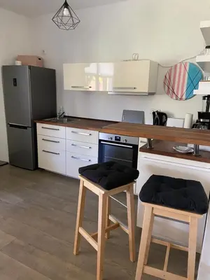 Küche/Küchenzeile in der Unterkunft Ferienwohnung am Friedenspark 2
