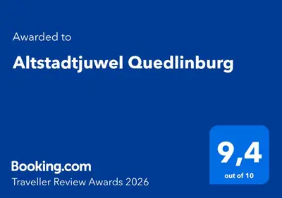 Ein Zertifikat, Auszeichnung, Logo oder anderes Dokument, das in der Unterkunft Altstadtjuwel Quedlinburg ausgestellt ist