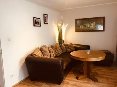 Ein Sitzbereich in der Unterkunft Haus am Fluss mit wunderschöner Dachterrasse mit Flussblick ,Garten und Grill
