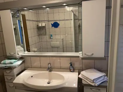 Ein Badezimmer in der Unterkunft Haus Wiesenblick