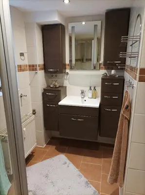 Ein Badezimmer in der Unterkunft FeWo ,,An der kleinen Wilde''
