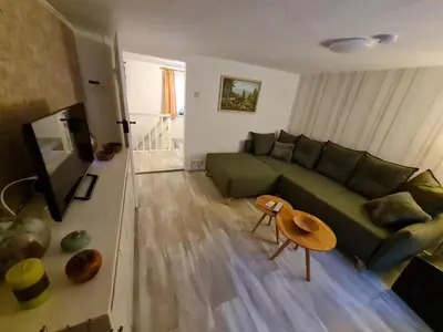 Ein Sitzbereich in der Unterkunft Ferienhaus Schatzliebe