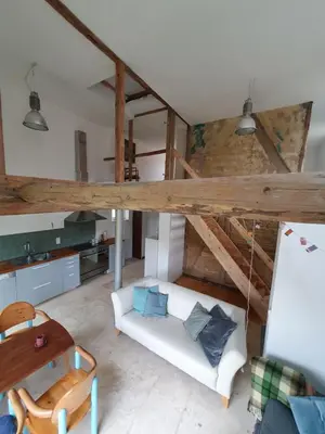 Ein Bett oder Betten in einem Zimmer der Unterkunft Gartenhaus Schlanstedt