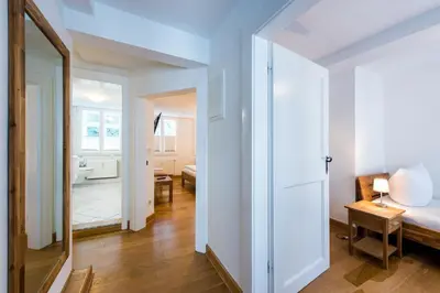 Ein Bett oder Betten in einem Zimmer der Unterkunft Ferienwohnung 2 - Marktkirchhof